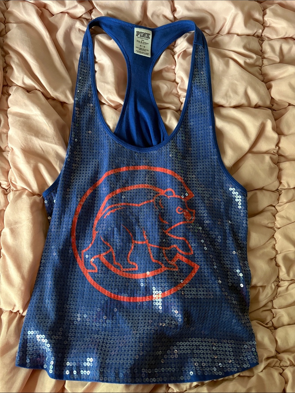 Chicago Cubs Victoria’s Secret Pink Sequin Racerback Tank